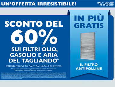 Approfitta di questa irresistibile offerta! Valida su Daily dal MY2012 al MY2019 dal 1°Giugno al 31 Luglio 2021